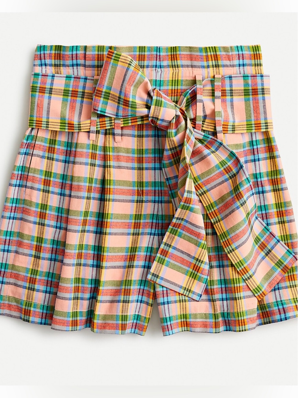 J. Crew Paper-Bag Waist Shorts - Ribbon Plaid